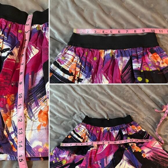 2 Hip by Wrapper Vibrant Abstract A-Line Mini Skirt Pink Black Girls 8 - Picture 10 of 11